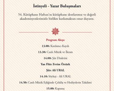 54. Kütüphane Haftasını "İstinyeli-Yazar Buluşması" ile kutladık