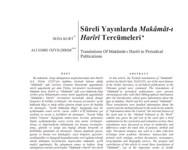 Res. Assist. Dr. Seda Kurt's new article was published in the Journal of Divan Literature Studies.