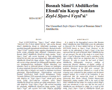 Arş. Gör. Dr. Seda Kurt'un yeni makalesi Divan Edebiyatı Araştırmaları Dergisi'nin 28. sayısında yayımlandı. 