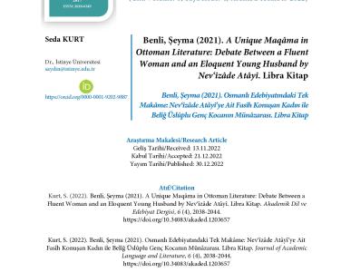 Res. Assist. Dr. Seda Kurt's book review was published in Journal of Academic Language and Literature. You can reach the full text of the book review from the link given: https://dergipark.org.tr/tr/download/article-file/2768788