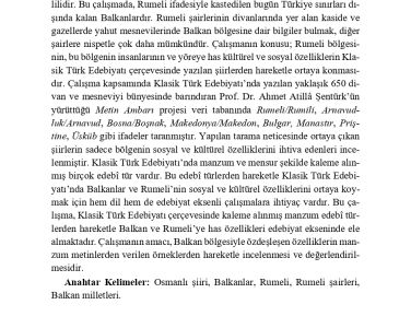 İstinye Üniversitesi İnsan ve Toplum Bilimleri Fakültesi Türk Dili ve Edebiyatı Bölümü akademik kadrosundan Dr. Öğr. Üyesi Seda KURT'un, Sakarya Üniversitesi Balkan Araştırmaları Uygulama ve Araştırma Merkezi tarafından derlenen ve Paradigma Akademi tarafından yayımlanan "Türk Kültür ve Edebiyatında Balkanlar" başlıklı kitap içinde "Manzum Metinlerden Hareketle Klasik Türk Edebiyatında Balkanlar ve Balkan Milletleri" başlıklı kitap bölümü yayımlandı.