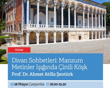 Prof. Dr. Ahmet Atillâ ŞENTÜRK ile Rami Kütüphanesinde düzenlenen "Divan Sohbetleri" söyleşi serisi devam ediyor. 28 Mayıs 2025 Çarşamba günü 18.00–19.30 saatleri arasında gerçekleştirilecek olan söyleşinin konu başlığı "Manzum Metinler Işığında Çinili Köşk" şeklindedir. Rezervasyon ve detaylı bilgi için: https://ramikutuphanesi.gov.tr/tr/etkinlikler/tum-etkinlikler/cf62115d-4266-44e6-a8bb-844e63d6028e